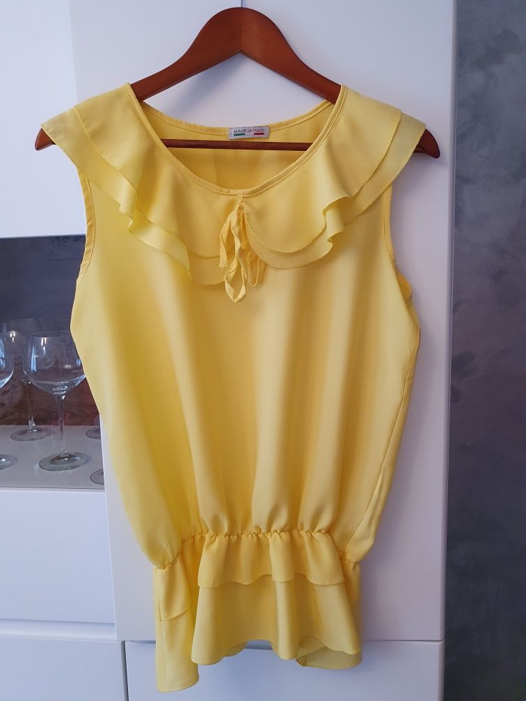 Żółta bluzka  z falbankami Made in Italy