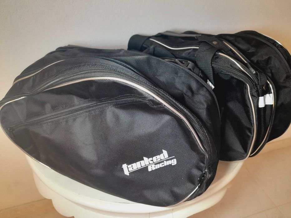 Malas Laterais Moto Tanked Racing Pretas - Como Novas!