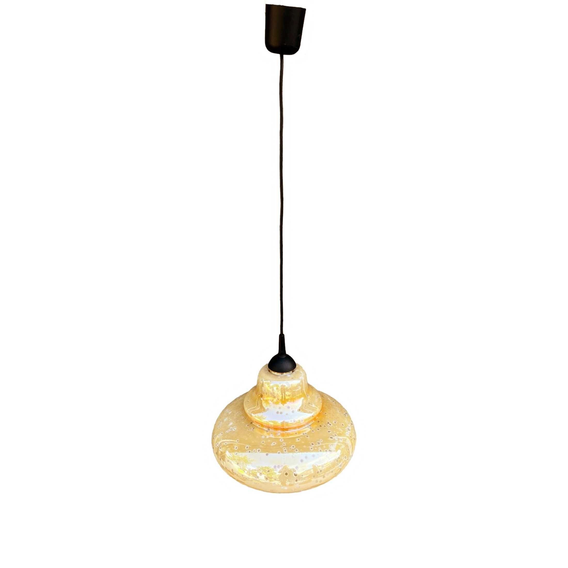 Szklana opalizująca lampa wisząca, Narva Leuchen, Niemcy, lata 70.
