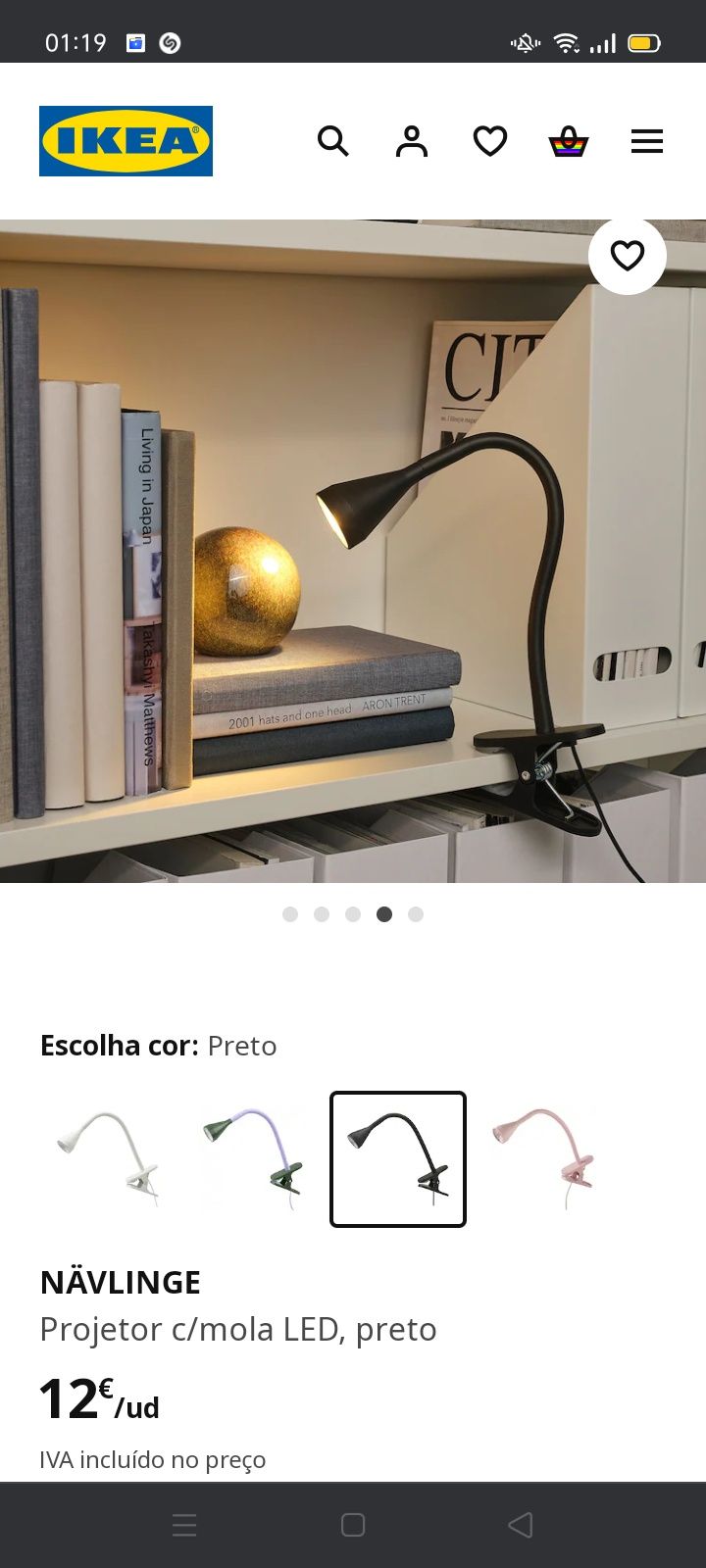Projetor Navlinge c/mola LED, IKEA. NOVO