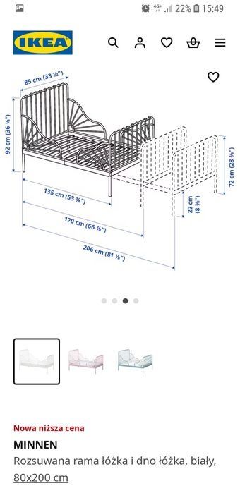 Łóżeczko Ikea minnen rosnące