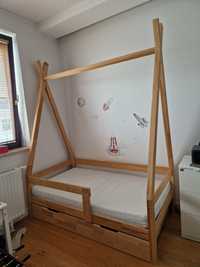 Łóżko tipi 90x160 z materacem hevea