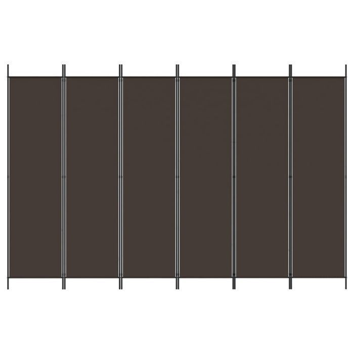 vidaXL Parawan 6-panelowy, brązowy, 300x200 cm, tkanina