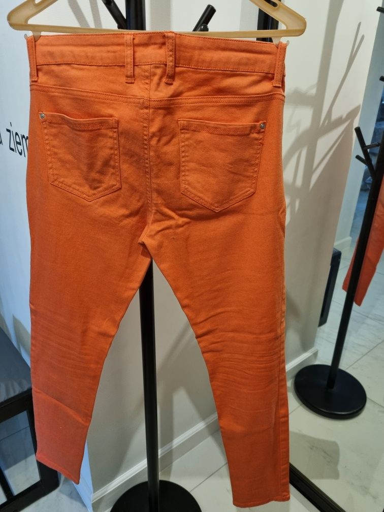 Spodnie jeans dżinsowe pomarańcz 40