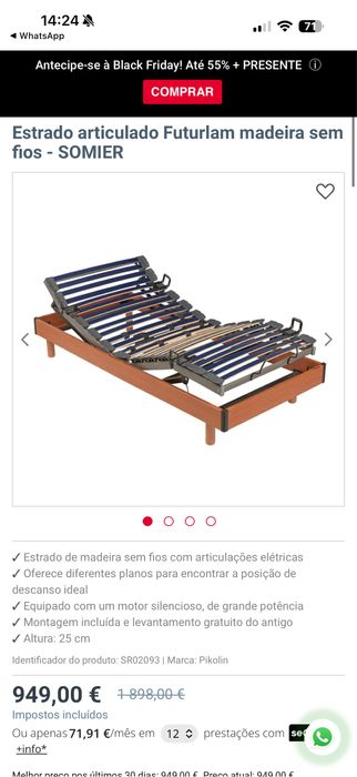 Cama Ortopédica Estrado articulado de madeira FUTURLAM (completa/nova)