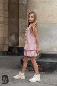 sukienka MOTYL różowa ALL FOR KIDS wyprzedaz r. 104/11o i 152/158