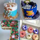 Bolos para festas e doces.