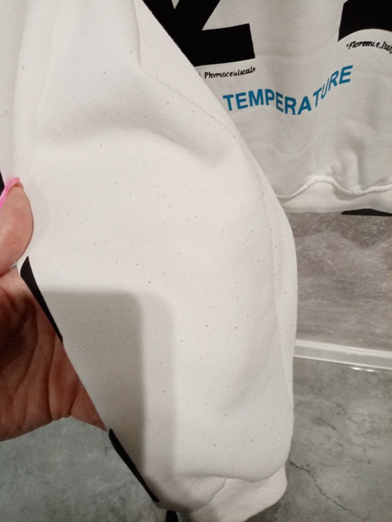 Bluza biała z kapturem off white mona lisa L hoodie