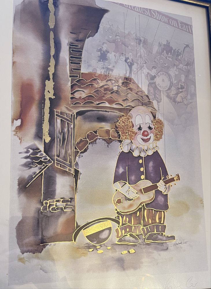 Piękna złocona grafika „Klaun” - A. Ahrweiler - galeria