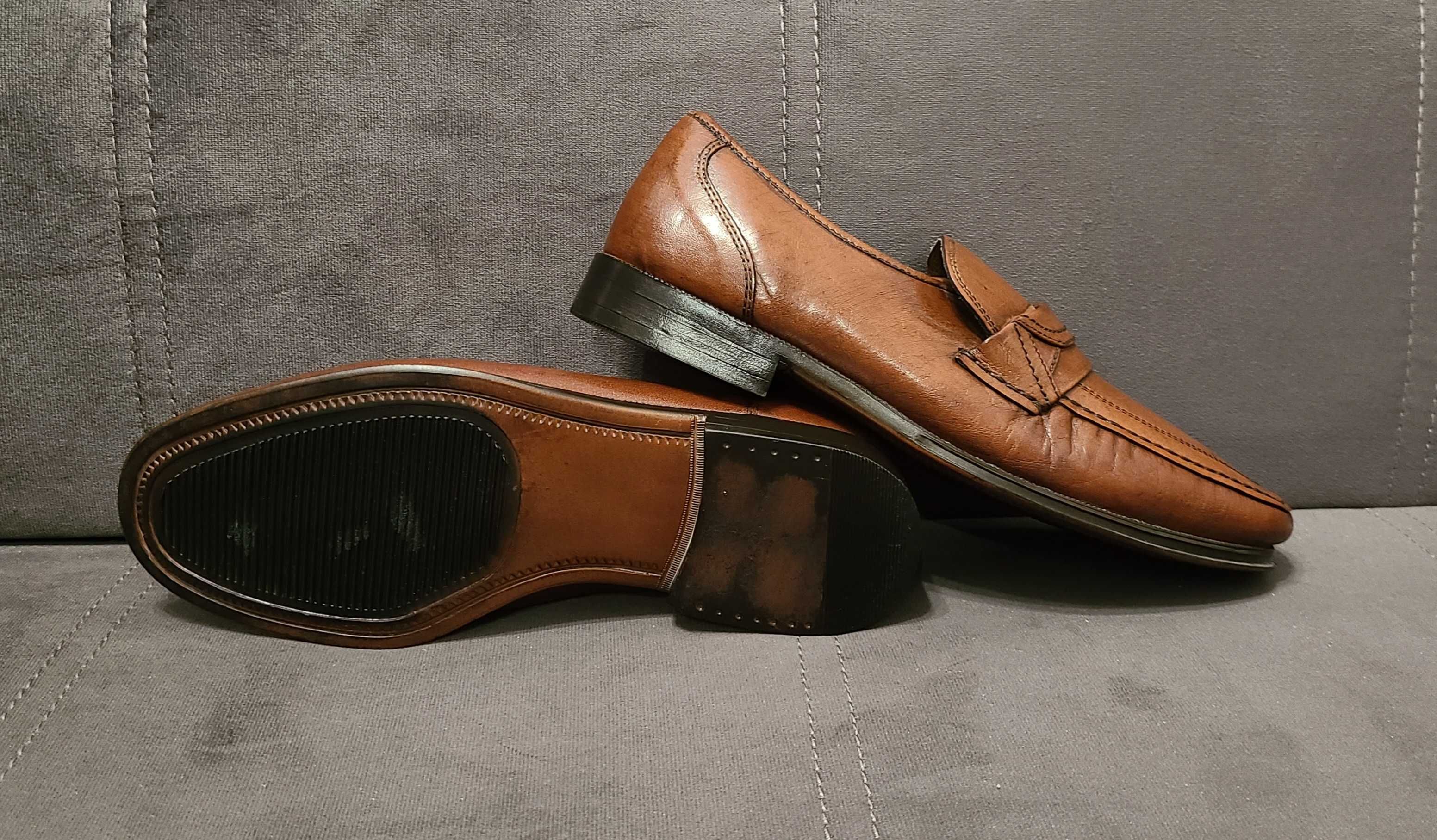 Эффектные кожаные мужские туфли мокасины от английского бренда GEORGE