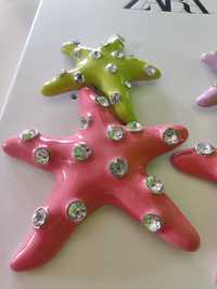 Przepiękne solidne kolczyki Zara z kolorowymi rozgwiazdami Zcyrkoniami