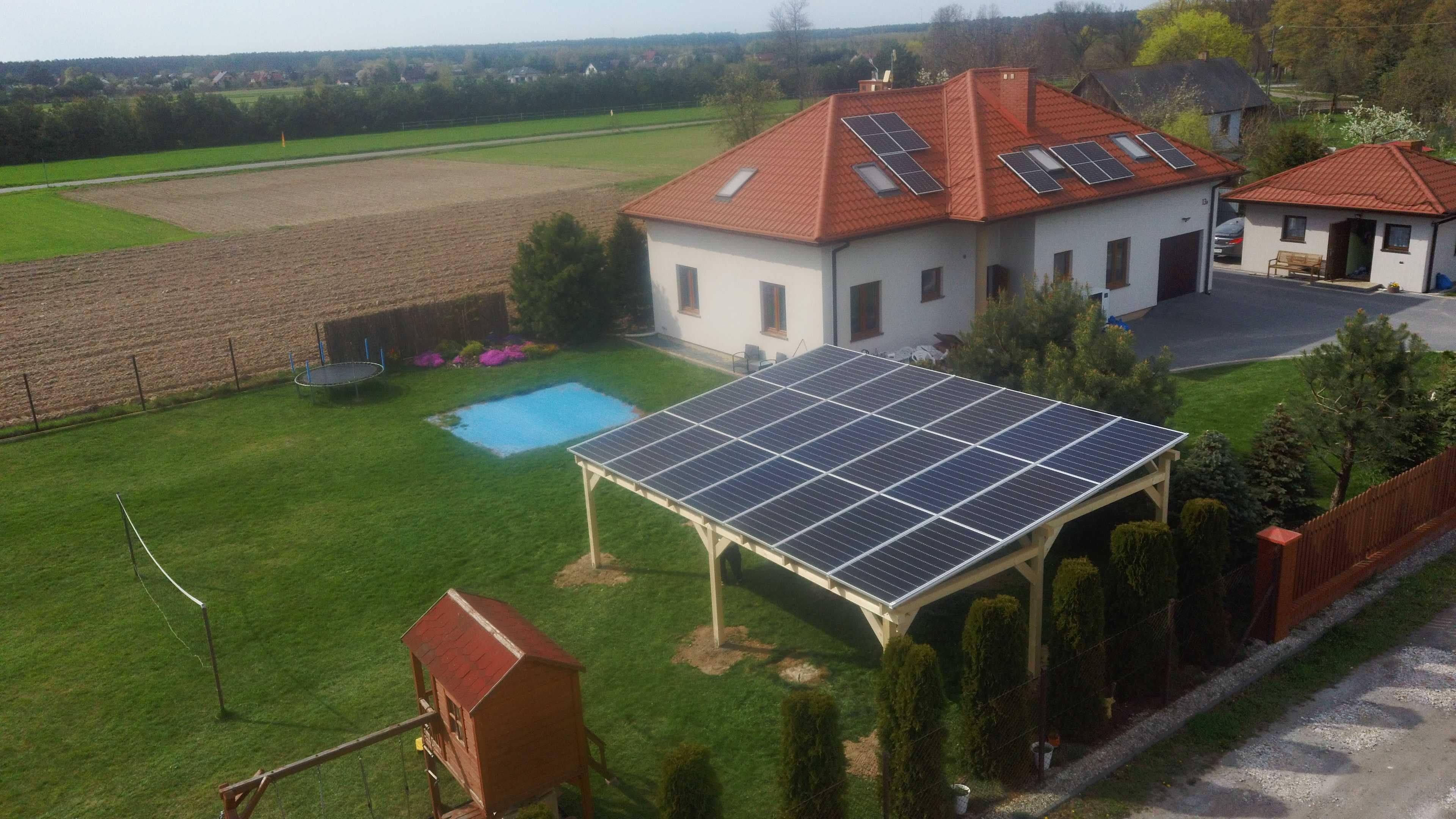 Wiata, Carport z fotowoltaiką 10,35 kWp i magazynem energii 5 kWh!