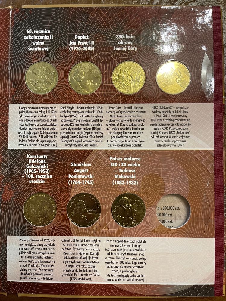 2 zł NG od 2004 do 2005 komplet w klaserze