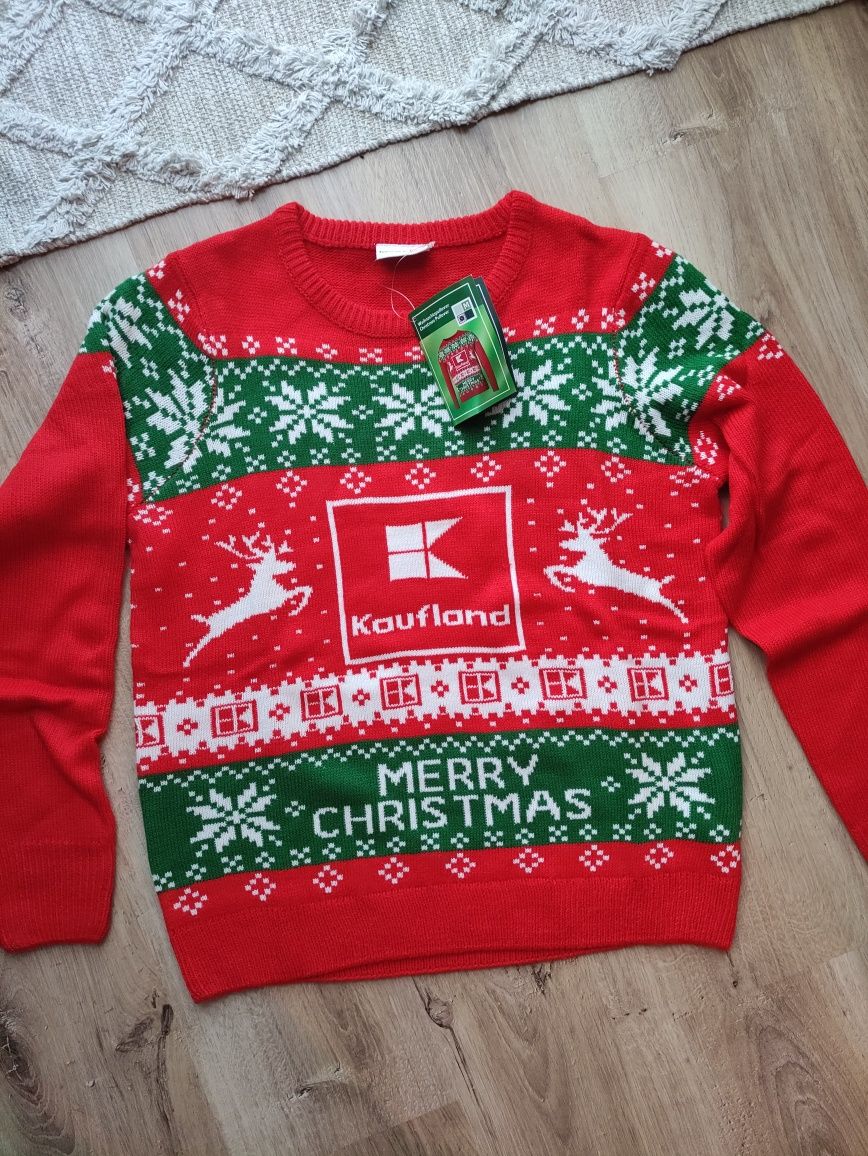 Czerwony sweter świąteczny unisex M Kaufland