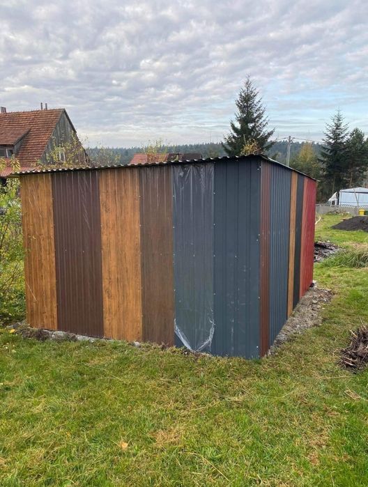 Garaż jednostanowiskowy 3x5 m III gatunek - Dach jednospadowy, Brama d