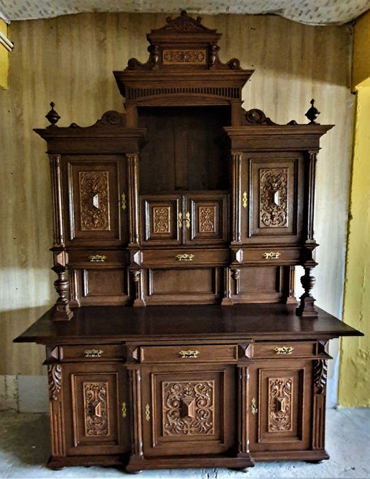 Kredens eklektyczny duży dębowy