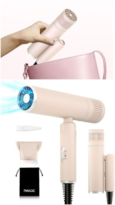 Потужний фен Дорожній 7MAGIC, Мощный Ионный Фен Для Быстрой Сушки ШАРА