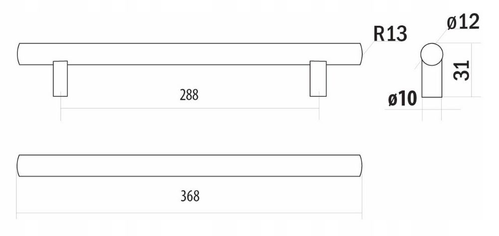 Uchwyt meblowy długi, reling, chrom, połysk