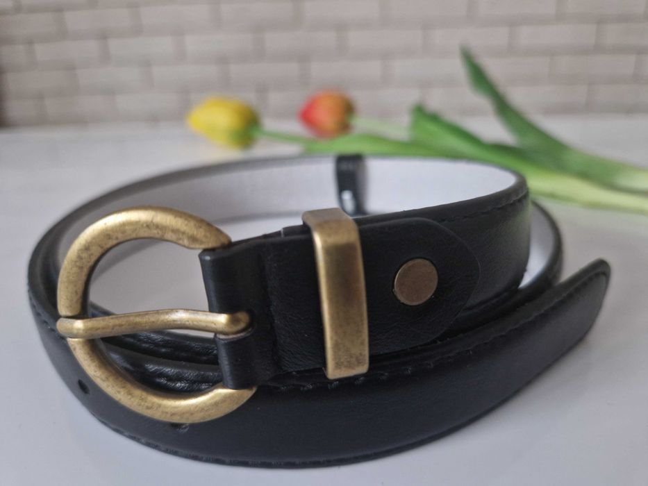 Czarny klasyczny pasek 100 cm casualowy modny damski do spodni