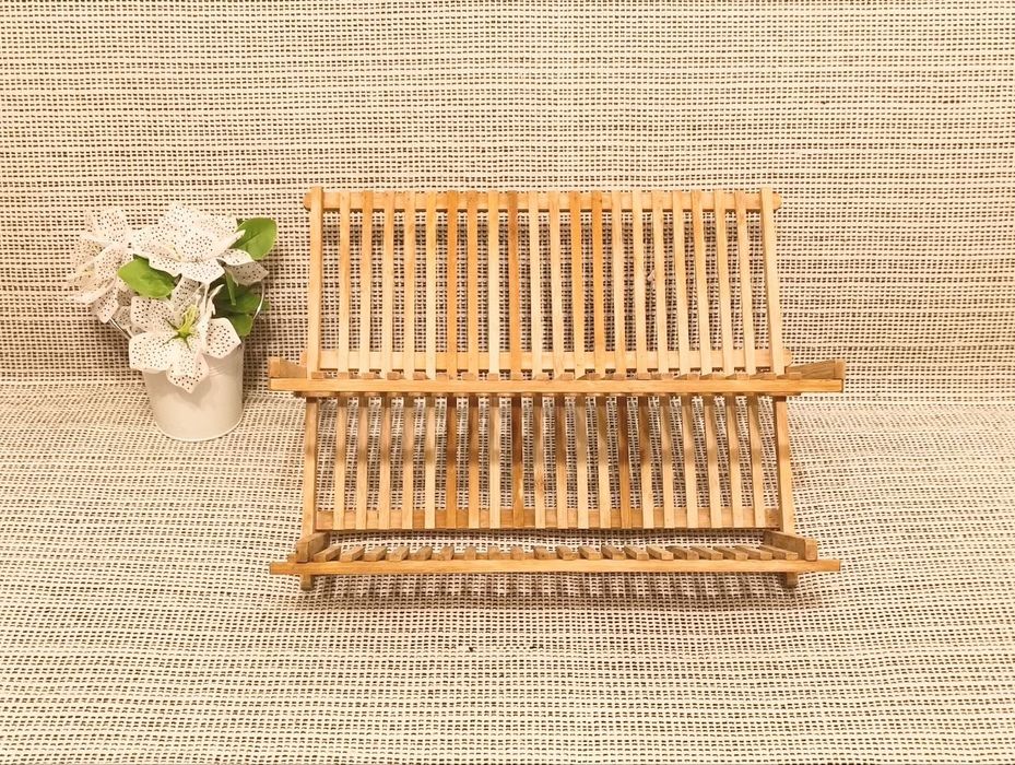 Бамбукова сушарка дворівнева полиця для посуду, розкладна