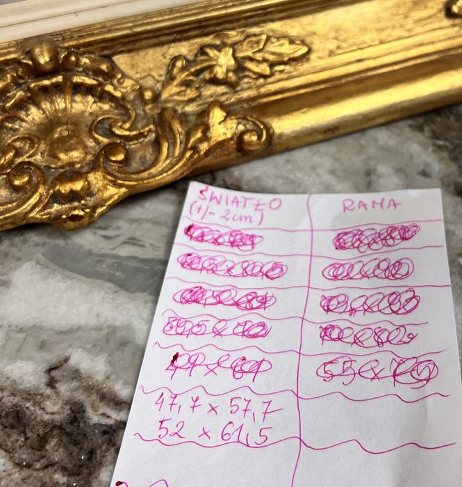 Rama do obrazu lustra debowa lustro antyk vintage drewniana złota