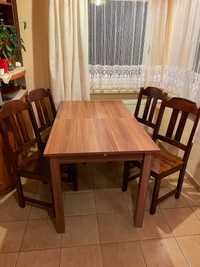 stół nowy i 4 krzesła drewniane