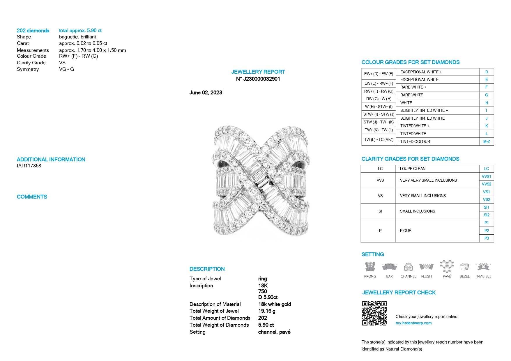 Pierścionek z naturalnymi diamentami 5.90 CT HRD Infinity bagiety