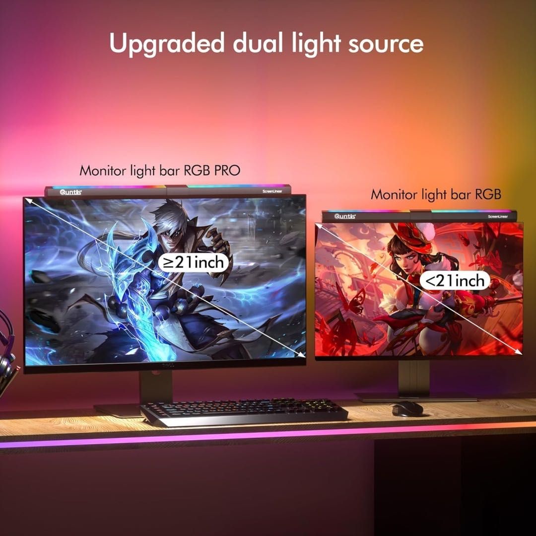 Quntis 51 cm lampa LED z ekranem PC RGB komputer USB lampa biurkowa
