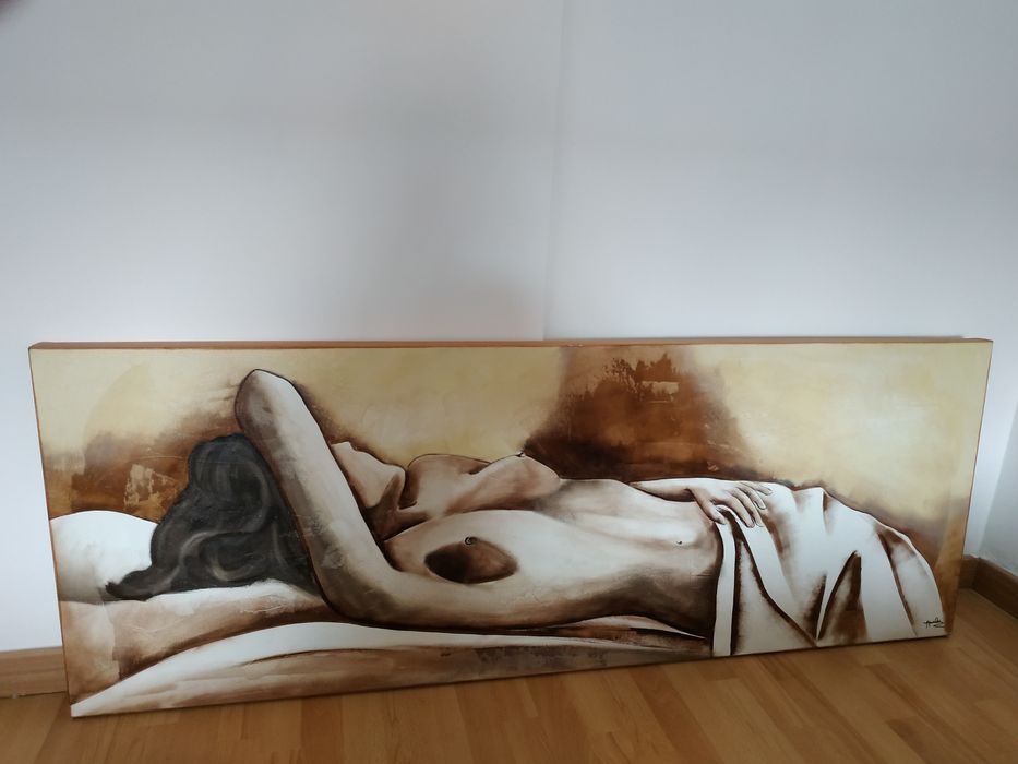 Tela a óleo pintada à mão e assinada 140x60