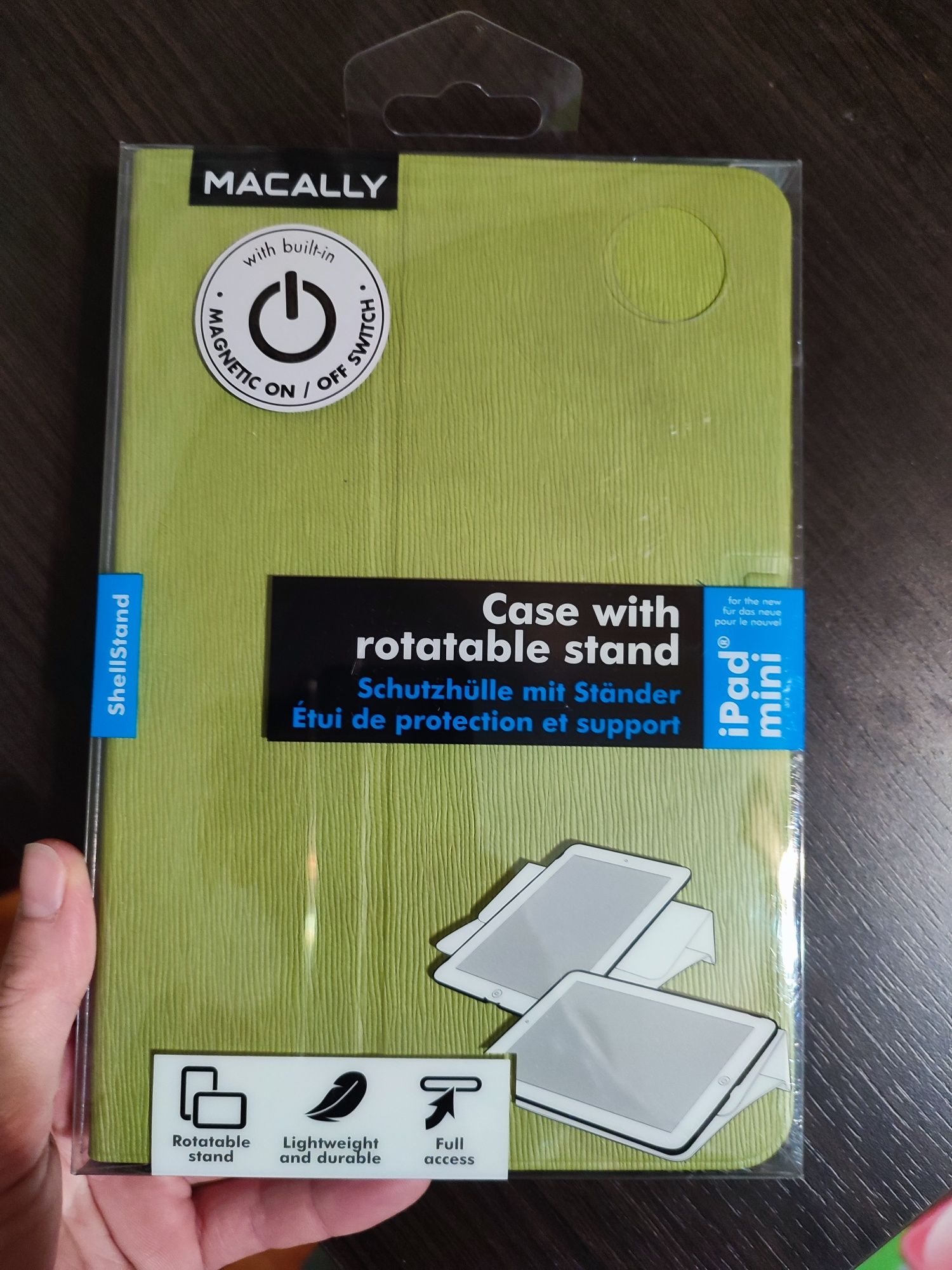 Macally Shellstand etui z obrotowym stojakiem do iPada Mini - zielone