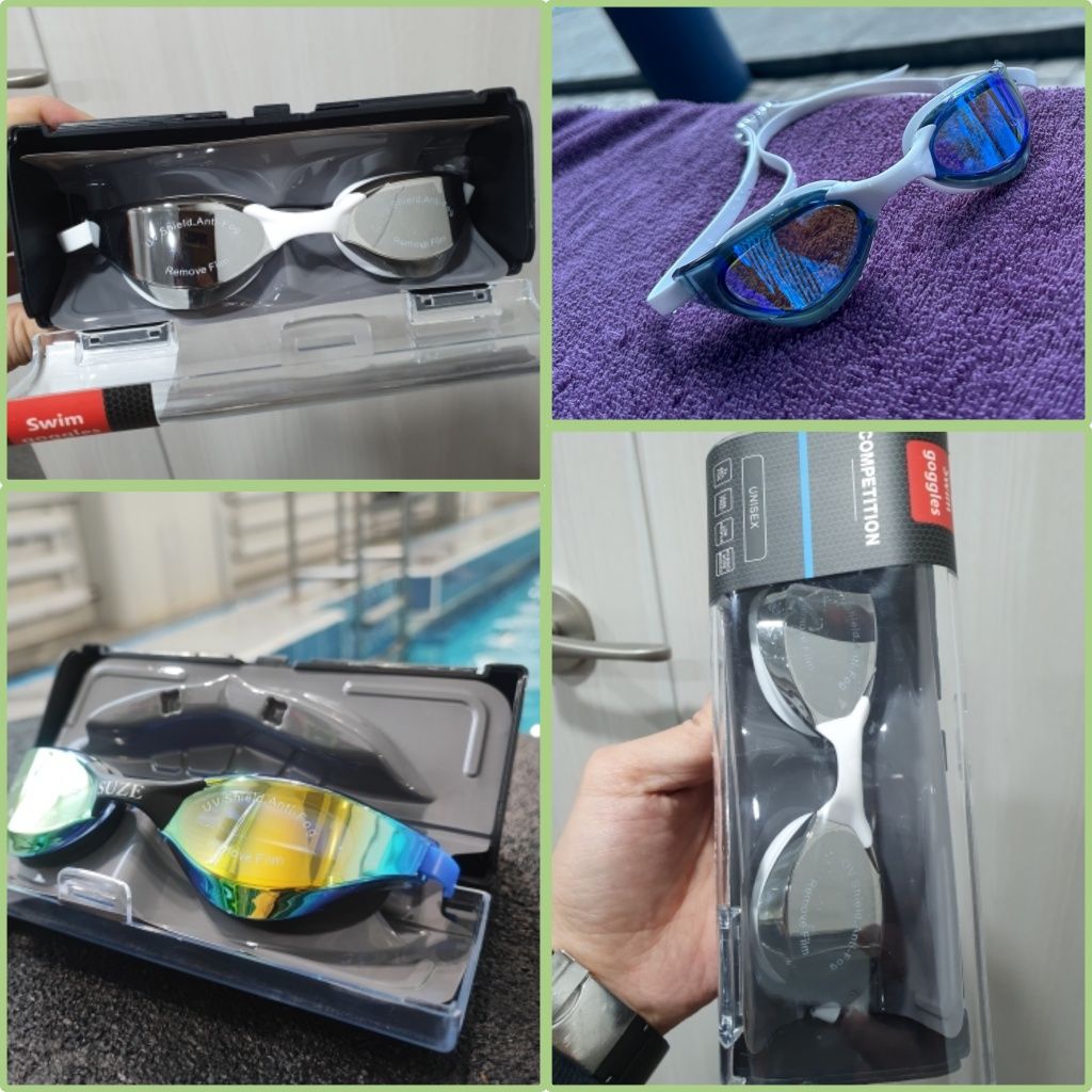 Професійні окуляри для плавання (кольорові, срібно-білі)
