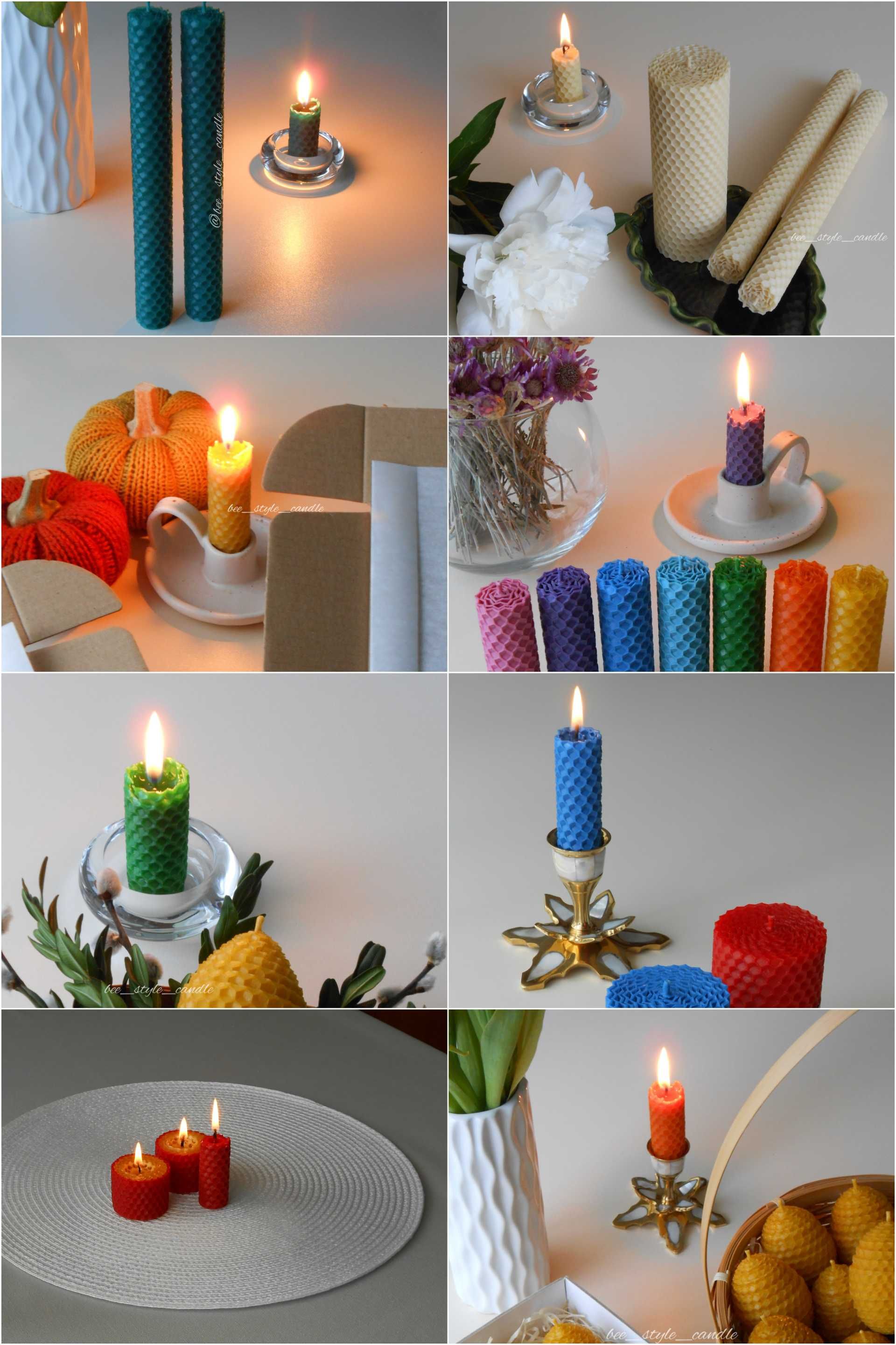 Набір 20 воскових свічок, кольорові свічки, натуральні свічки, свічка