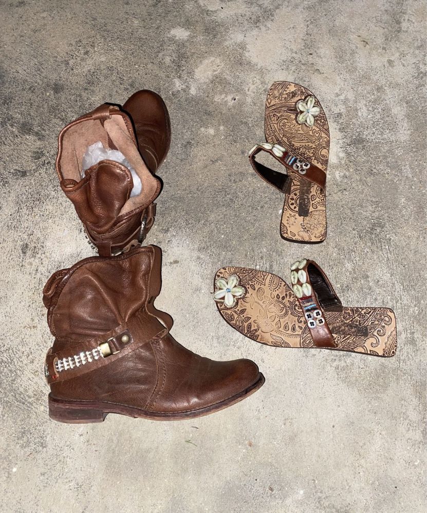 Botas camel pele goodstep , saoatos max como novas
