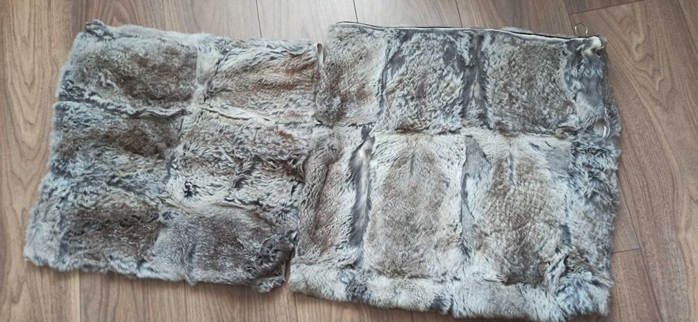2 Poszewki na poduszki 50x50cm królik naturalny/ prawdziwe futro