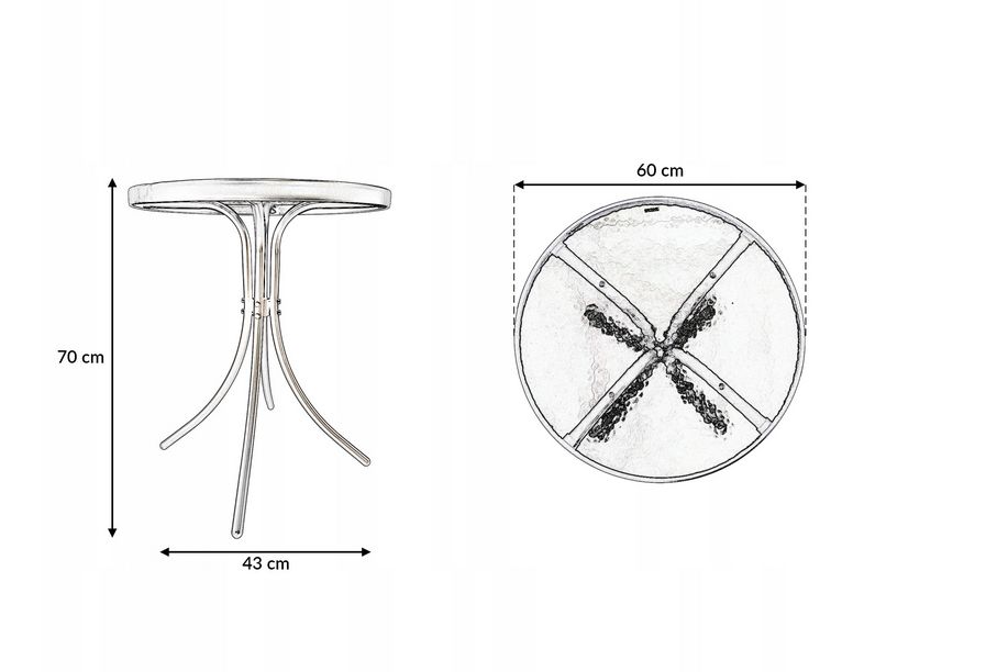 Stół stolik szklany okrągły balkon taras ogród TERNI 60 cm
