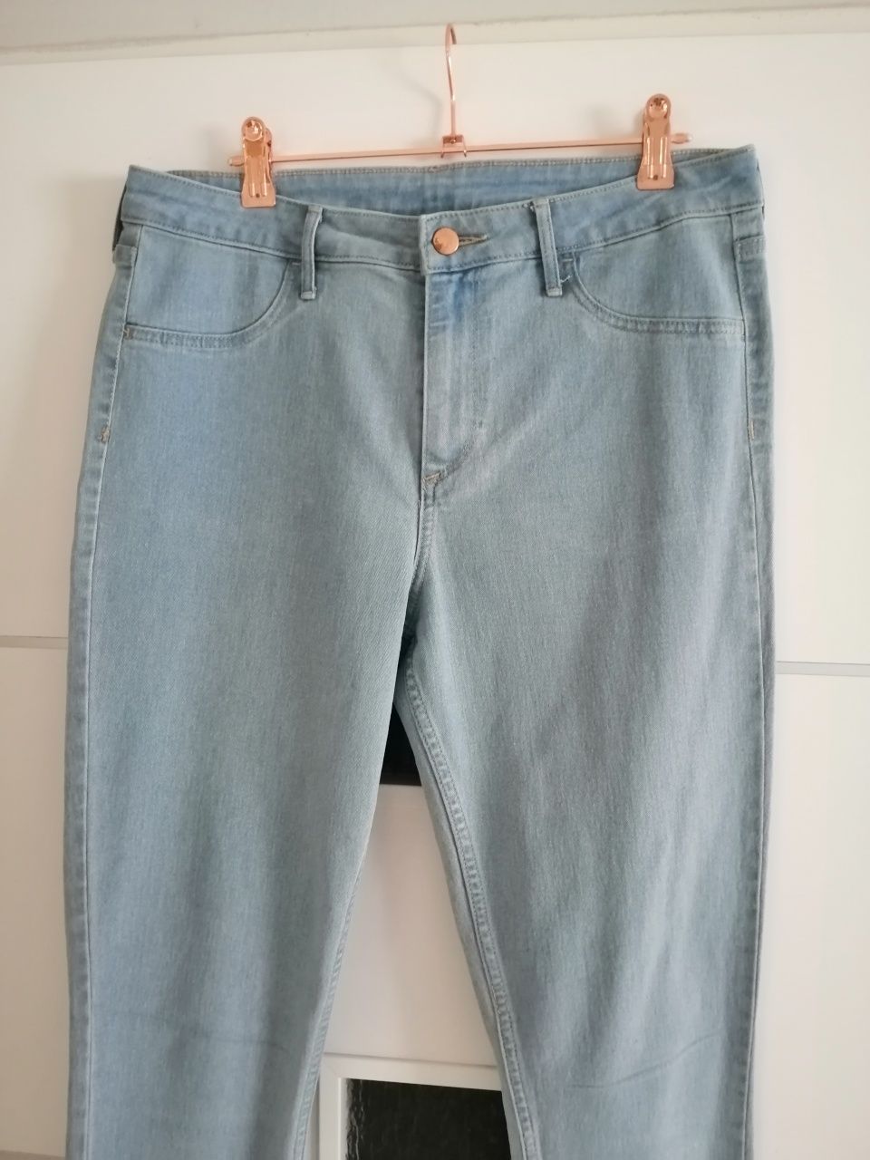H&M Skinny High Waist Ankle jeansy niebieskie damskie L