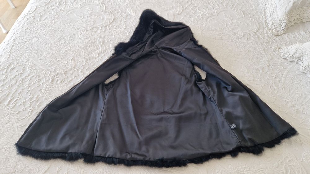 Colete de pelo sintético, preto, tamanho S