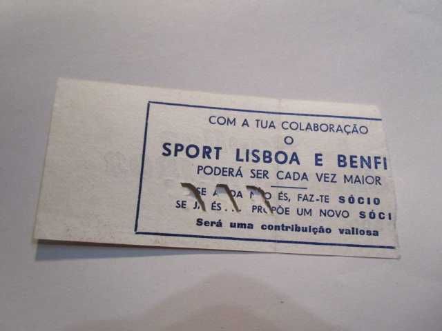 bilhetes benfica competições europeais anos 60 -70