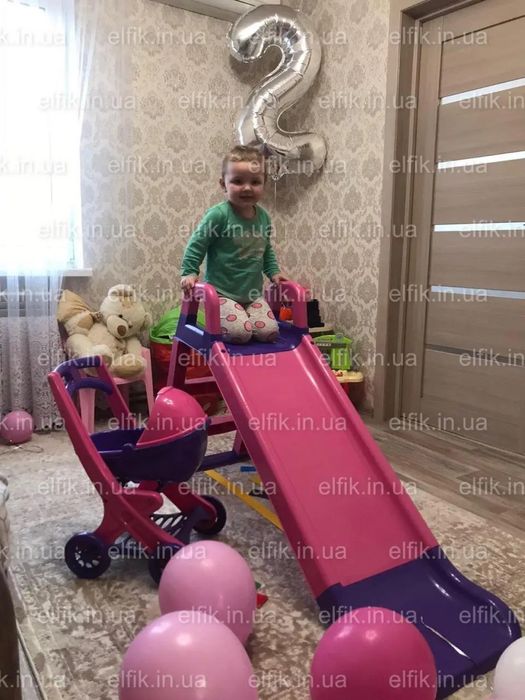 Дитяча гірка для дому і дачі 140 см рожево-фіолетова (Долоні)