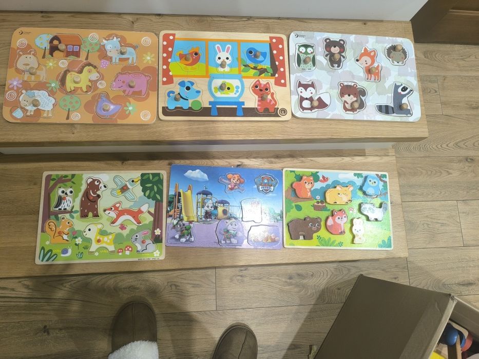 Drewniane układanki 6szt