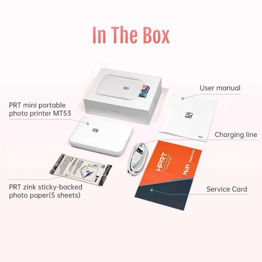 Instax Drukarka do mini zdjęć z telefonu Photo Printer + 50 arkuszy