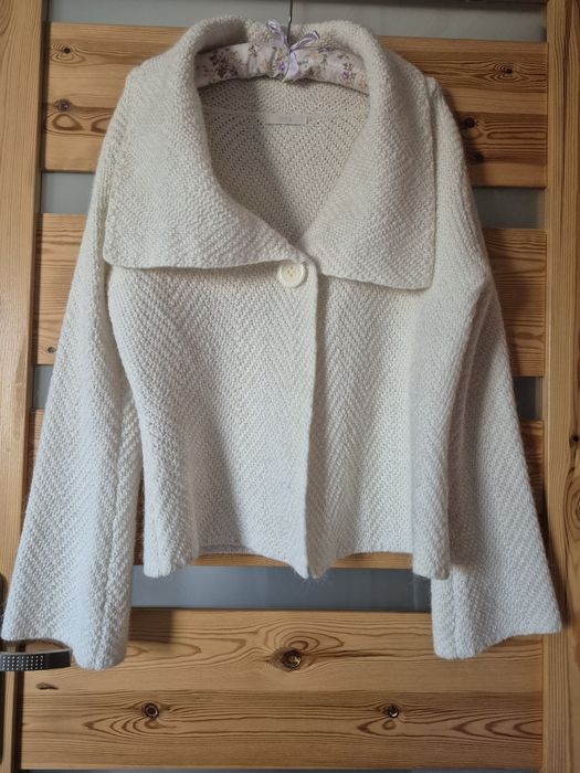 Marks&Spencer kremowy sweter kardigan z alpaką r. 40-44