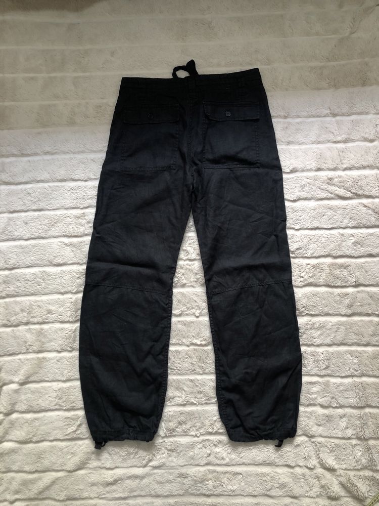 100% лён H&M Basic Pants (M) 32 размер штаны брюки на утяжках мужские