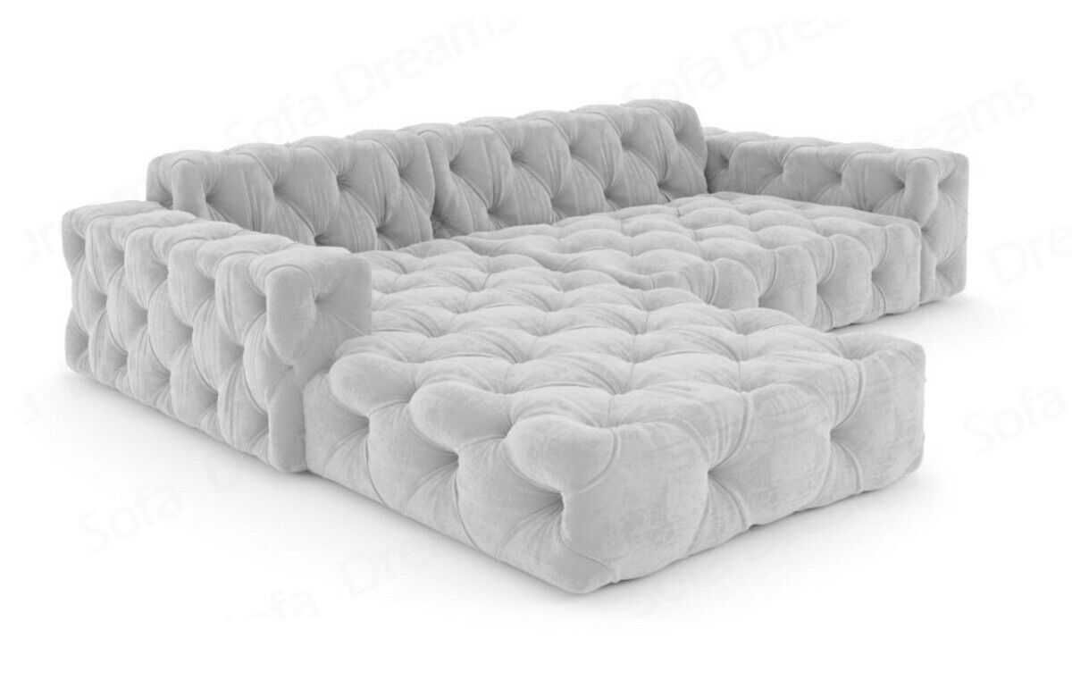 CHESTERFIELD sofa narożnik kanapa narożna 24h szara jasna glamour