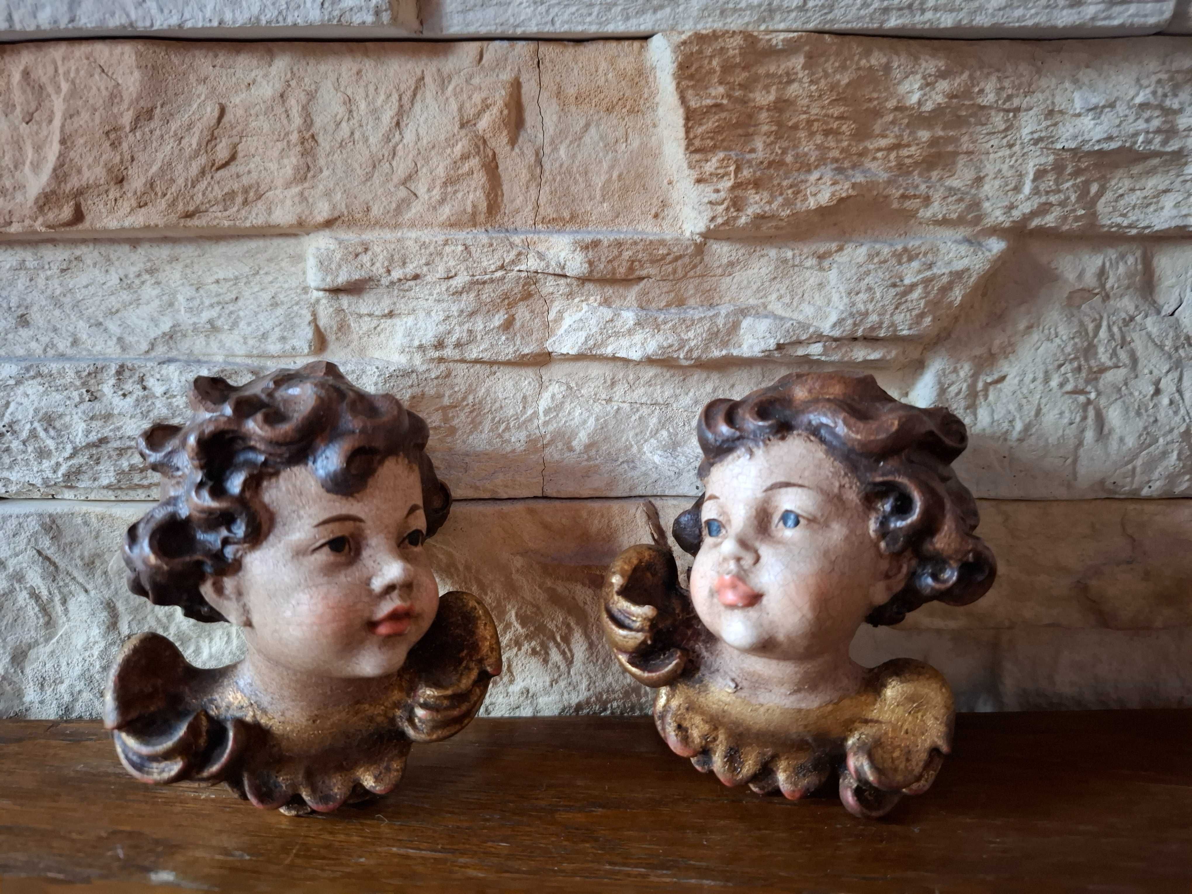 Aniołki Putto, Amorki w polichromii, rzeźba w drewnie