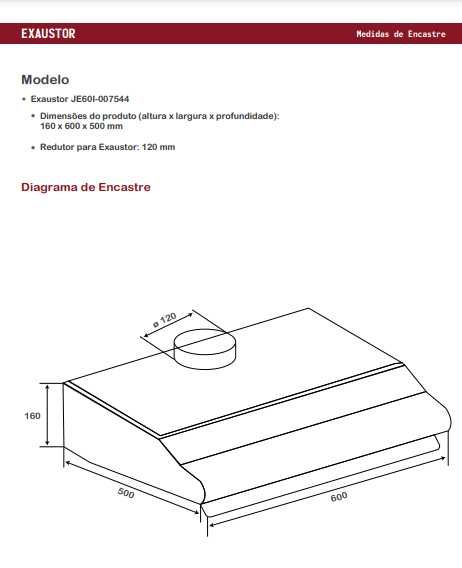 Exaustor Inox Jocel 60 CM 400m3/h