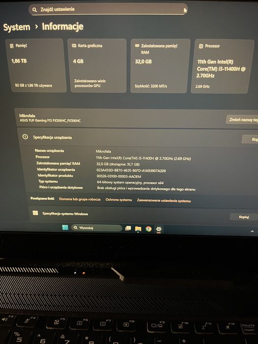 ASUS TUF Gaming F15 FX506HC – 32GB RAM, RTX, SSD 2TB M.2