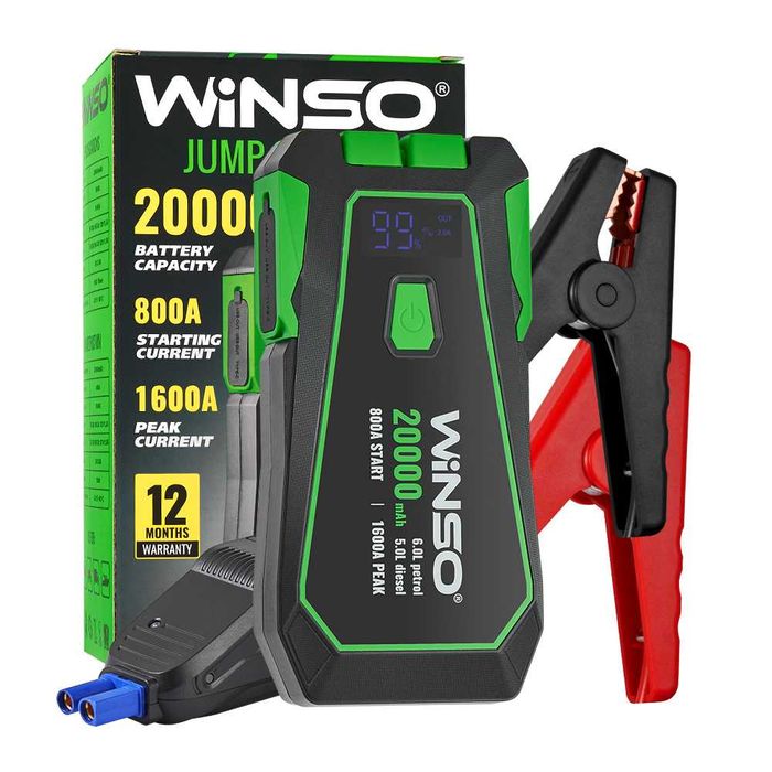 Портативний пусковий пристрій Winso 20000 мАг  Jump starter 800A/1600A