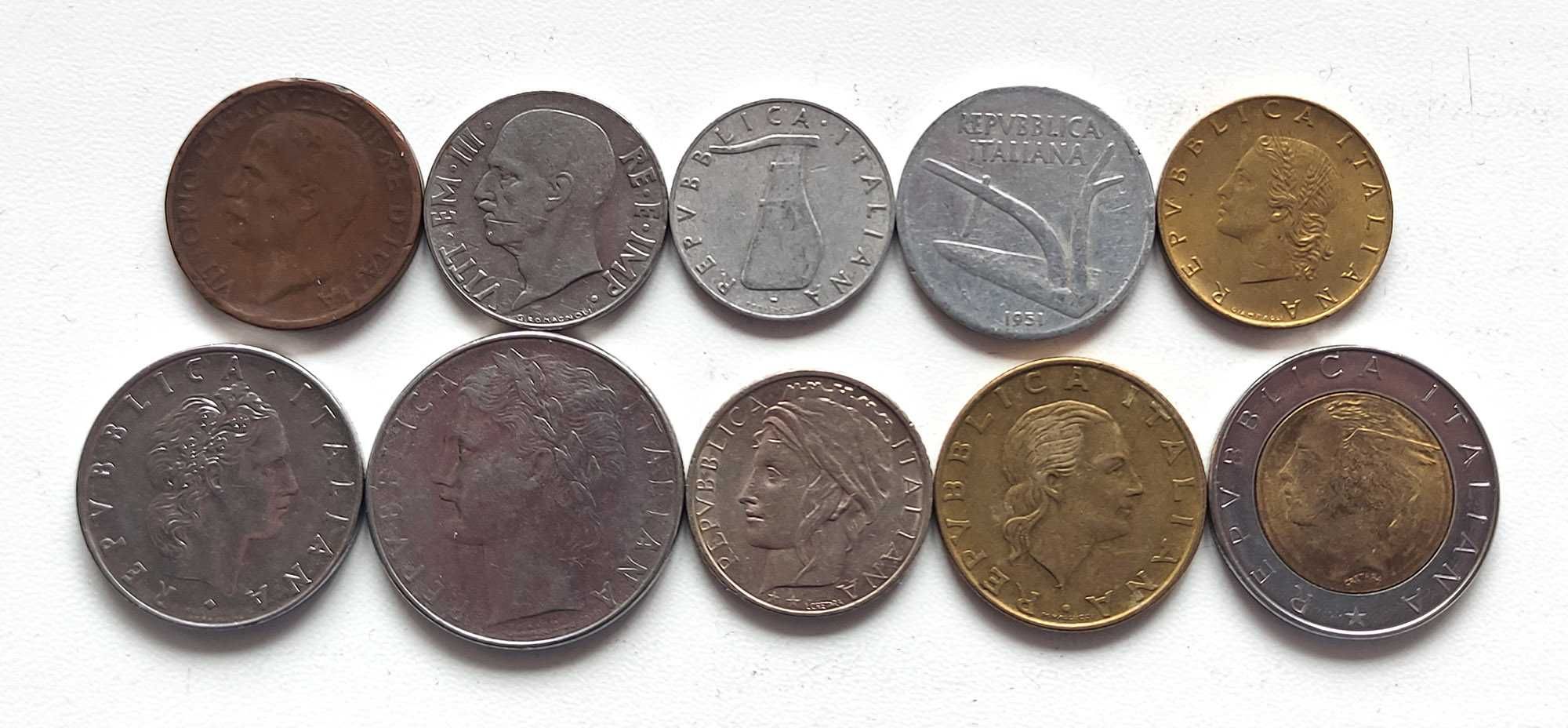 Набор монет Италии (чентезимо, лиры), 10 шт