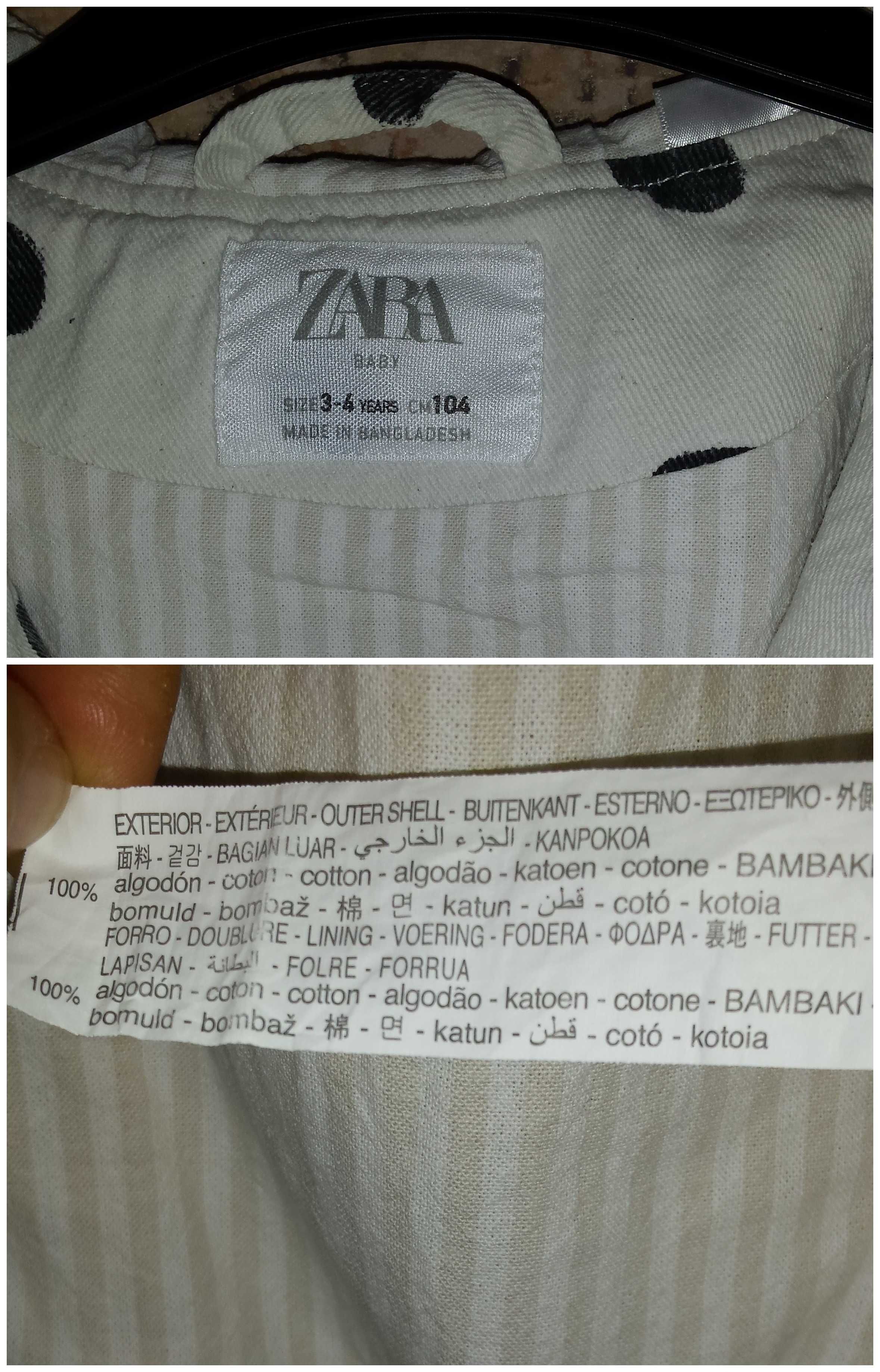 Ветровка куртка с подкладкой для девочки 3-4 года 104 рост Zara хлопок